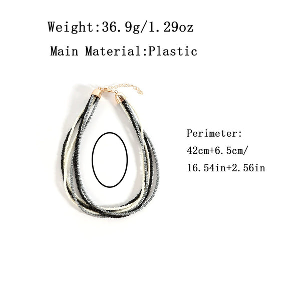 Wholesale Women's Minimalist Geometric Glass And Rice Beads Multilayer Necklace With Electroplating