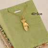 Wholesale Women's Minimalist Geometric Handshaped 18K Gold Plated Stainless Steel Pendant Necklace With Cross Chain