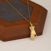 Wholesale Women's Minimalist Geometric Handshaped 18K Gold Plated Stainless Steel Pendant Necklace With Cross Chain