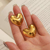Wholesale Women's Minimalist Geometric Heart 316L Stainless Steel Goldplated Earrings With Electroplating