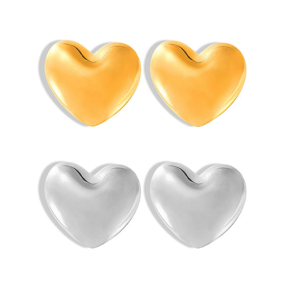 Wholesale Women's Minimalist Geometric Heart 316L Stainless Steel Goldplated Earrings With Electroplating