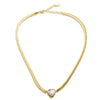 Wholesale Women's Minimalist Geometric Heartshaped 18K Real Gold Plated Titanium Steel Whip Chain Necklace