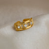 Wholesale Women's Minimalist Geometric Hollow Out Stainless Steel Open Ring With 18K Gold Electroplating