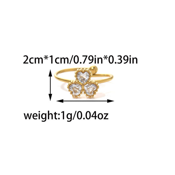 Wholesale Women's Minimalist Geometric Inlaid Heartshaped Zircon Titanium Steel Ring With Electroplating
