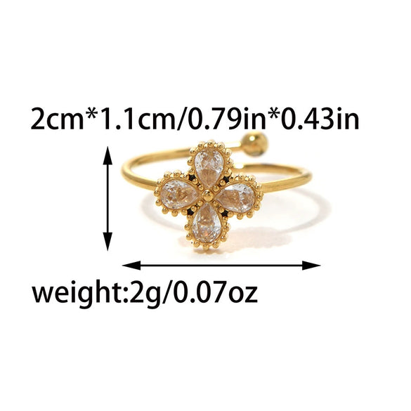 Wholesale Women's Minimalist Geometric Inlaid Heartshaped Zircon Titanium Steel Ring With Electroplating