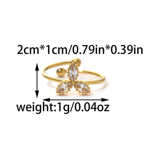 Wholesale Women's Minimalist Geometric Inlaid Heartshaped Zircon Titanium Steel Ring With Electroplating