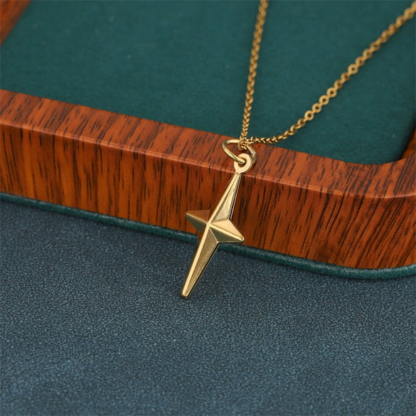 Wholesale Women's Minimalist Geometric 18K Gold Electroplated Stainless Steel Cross Pendant Necklace