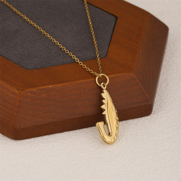 Wholesale Women's Minimalist Geometric 18K Gold Plated Stainless Steel Cross Chain With 3D Ocean Shark Pendant Necklace