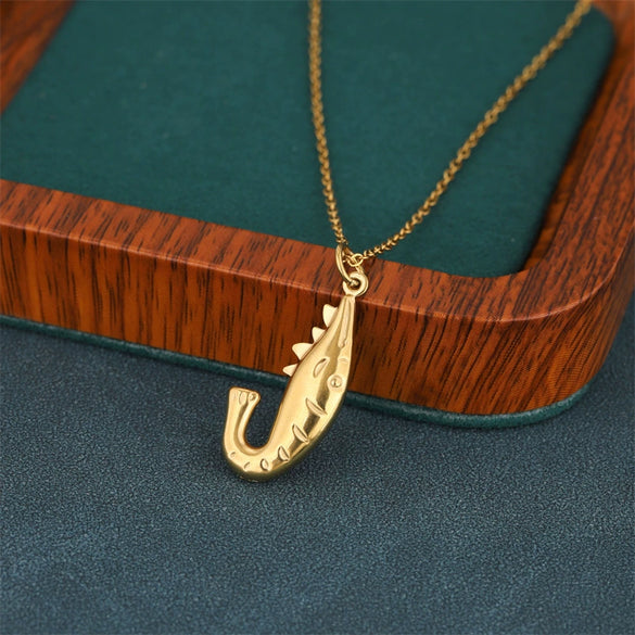 Wholesale Women's Minimalist Geometric 18K Gold Plated Stainless Steel Cross Chain With 3D Ocean Shark Pendant Necklace