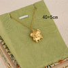 Wholesale Women's Minimalist Geometric 18K Gold Plated Stainless Steel Elephant Pendant Cross Chain Necklace