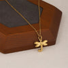 Wholesale Women's Minimalist Geometric 18K Goldplated Stainless Steel Dragonfly Pendant Cross Chain Necklace