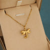Wholesale Women's Minimalist Geometric 18K Goldplated Stainless Steel Dragonfly Pendant Cross Chain Necklace