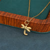 Wholesale Women's Minimalist Geometric 18K Goldplated Stainless Steel Dragonfly Pendant Cross Chain Necklace