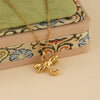 Wholesale Women's Minimalist Geometric 18K Goldplated Stainless Steel Dragonfly Pendant Cross Chain Necklace