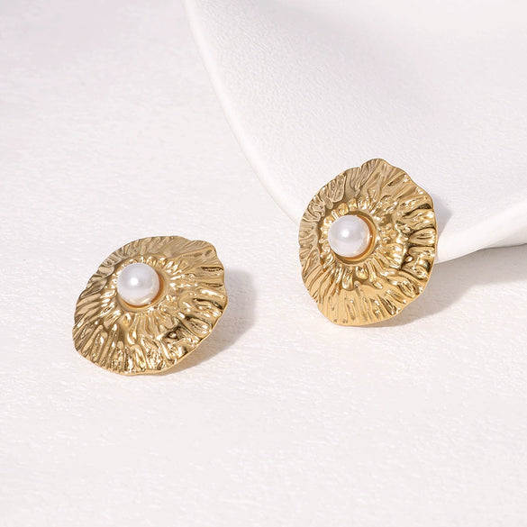 Wholesale Women's Minimalist Geometric 18K Goldplated Stainless Steel Earrings