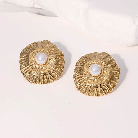 Wholesale Women's Minimalist Geometric 18K Goldplated Stainless Steel Earrings