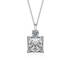 Wholesale Women's Minimalist Geometric Moissanite S925 Silver Square Pendant Cross Chain Necklace