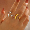 Wholesale Women's Minimalist Geometric Moon Star Stainless Steel Electroplated Ring