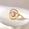 Wholesale Women's Minimalist Geometric Open Ring With Electroplating Titanium Steel And Rose Quartz Inlay