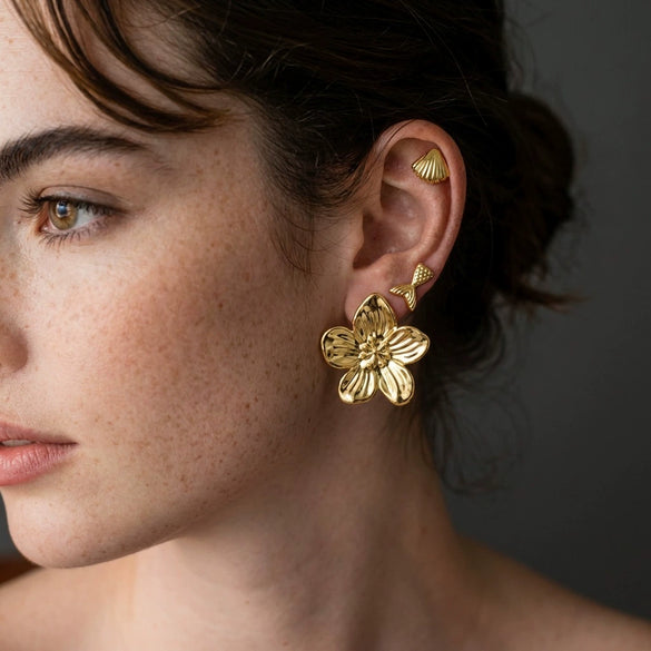 Wholesale Women's Minimalist Geometric Plastic Electroplated Starfish Shell Earring Set