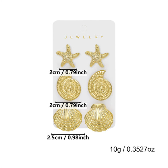 Wholesale Women's Minimalist Geometric Plastic Electroplated Starfish Shell Earring Set
