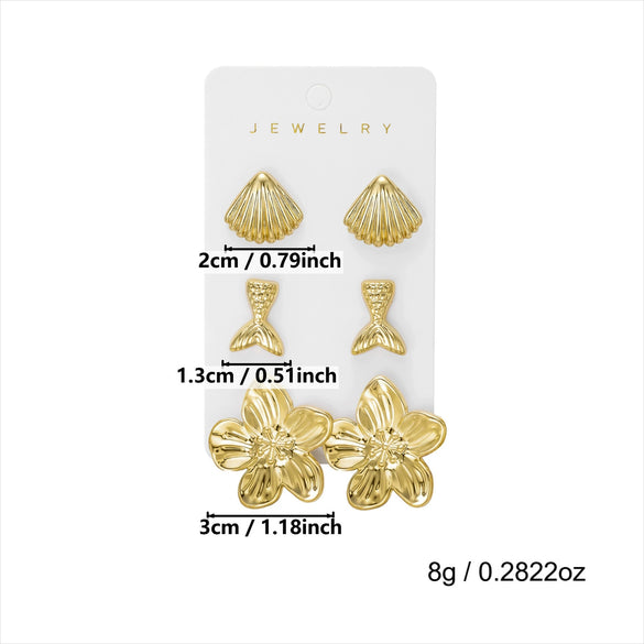 Wholesale Women's Minimalist Geometric Plastic Electroplated Starfish Shell Earring Set