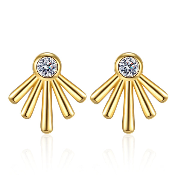 Wholesale Women's Minimalist Geometric S925 Sterling Silver Electroplated Ear Studs With Zircon And Antiallergy Feature