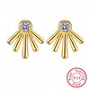 Wholesale Women's Minimalist Geometric S925 Sterling Silver Electroplated Ear Studs With Zircon And Antiallergy Feature