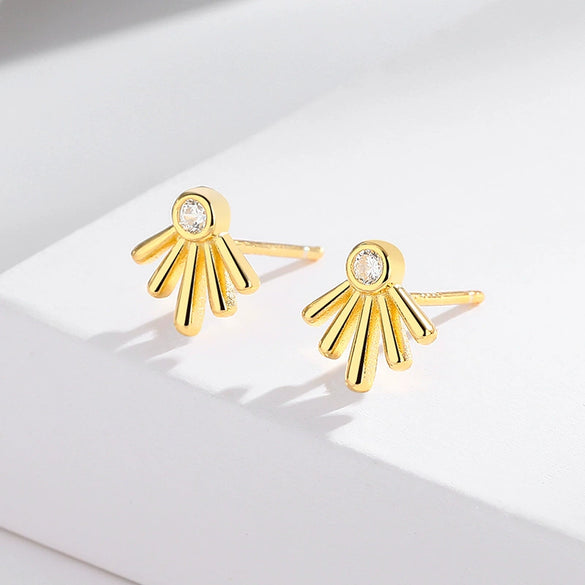 Wholesale Women's Minimalist Geometric S925 Sterling Silver Electroplated Ear Studs With Zircon And Antiallergy Feature