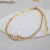 Wholesale Women's Minimalist Geometric S925 Sterling Silver Gold Plated Freshwater Pearl Bracelet