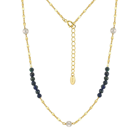 Wholesale Women's Minimalist Geometric Semiprecious Stone S925 Silver Electroplated Cross Chain Necklace
