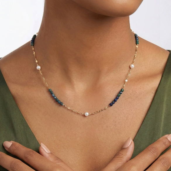Wholesale Women's Minimalist Geometric Semiprecious Stone S925 Silver Electroplated Cross Chain Necklace