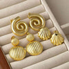 Wholesale Women's Minimalist Geometric Shell Conch Exaggerated Earrings Copper Gold Plated