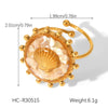 Wholesale Women's Minimalist Geometric Shell Open Ring Titanium Steel Stainless Steel Glued Jewelry