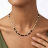 Wholesale Women's Minimalist Geometric 925 Silver Black Tourmaline Pearl 14K Goldplated Beaded Necklace