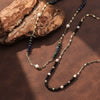 Wholesale Women's Minimalist Geometric 925 Silver Black Tourmaline Pearl 14K Goldplated Beaded Necklace
