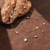 Wholesale Women's Minimalist Geometric 925 Silver Electroplated Cross Chain Necklace With Turquoise Pendant