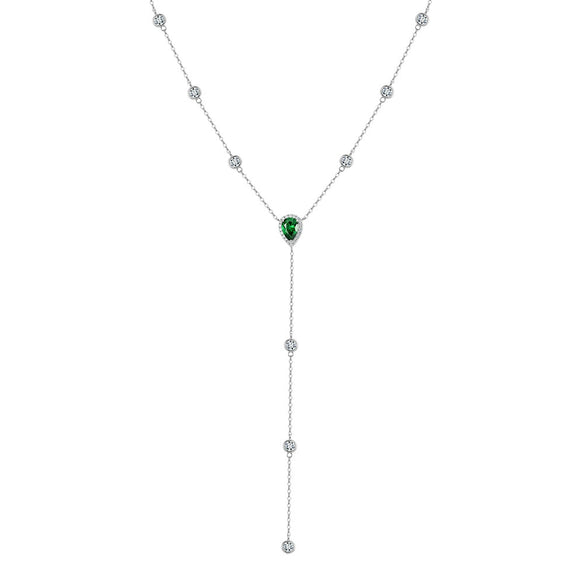 Wholesale Women's Minimalist Geometric Silver 925 Silver Electroplated Water Dropshaped Long Necklace Cross Chain Collarbone Chain Fashion Accessory