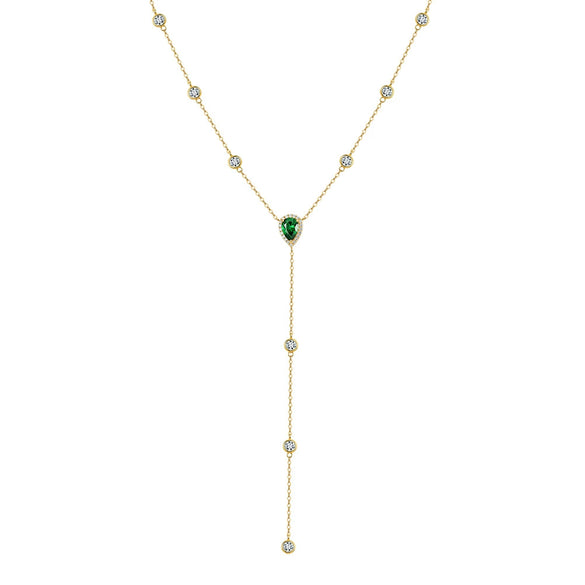 Wholesale Women's Minimalist Geometric Silver 925 Silver Electroplated Water Dropshaped Long Necklace Cross Chain Collarbone Chain Fashion Accessory