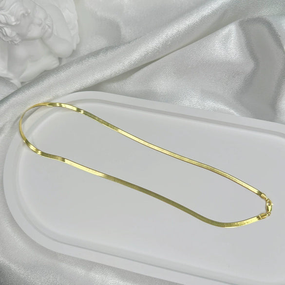Wholesale Women's Minimalist Geometric 925 Silver Snake Bone Chain Gold Plated