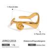 Wholesale Women's Minimalist Geometric Spiral Open Ring Stainless Steel Jewelry With Electroplating In 18K Gold
