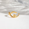 Wholesale Women's Minimalist Geometric Spiral Open Ring Stainless Steel Jewelry With Electroplating In 18K Gold