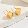 Wholesale Women's Minimalist Geometric Square Stud Earrings Stainless Steel 14K Gold Plated And Polished