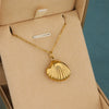 Wholesale Women's Minimalist Geometric Stainless Steel And 18K Gold Electroplated Scallop Shell Pendant Cross Chain Necklace