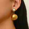 Wholesale Women's Minimalist Geometric Stainless Steel And Titanium Steel Electroplated Pearl Earrings Jewelry