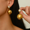 Wholesale Women's Minimalist Geometric Stainless Steel And Titanium Steel Electroplated Pearl Earrings Jewelry