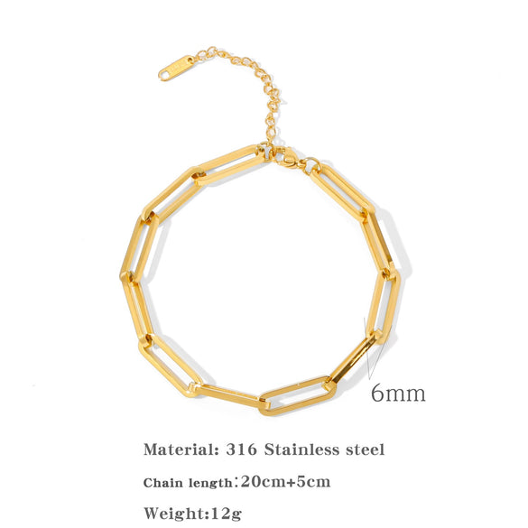 Wholesale Women's Minimalist Geometric Stainless Steel And Titanium Steel Gold Plated Wide Bracelet Jewelry