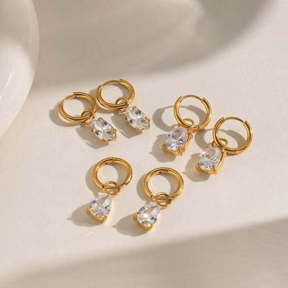 Wholesale Women's Minimalist Geometric Stainless Steel Earrings With Pvd Furnace Vacuum Real Gold Plating