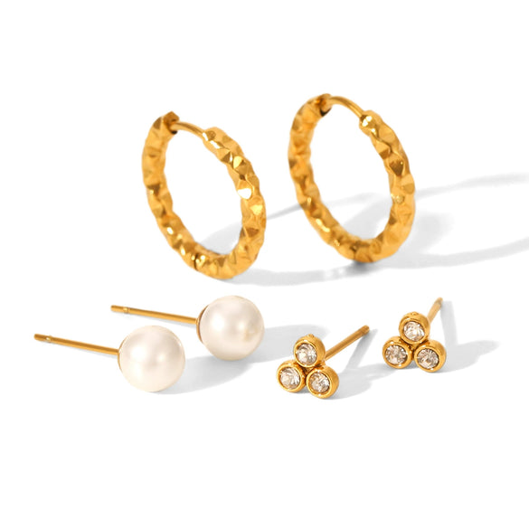 Wholesale Women's Minimalist Geometric Stainless Steel Earrings With Pvd Furnace Vacuum Real Gold Plating