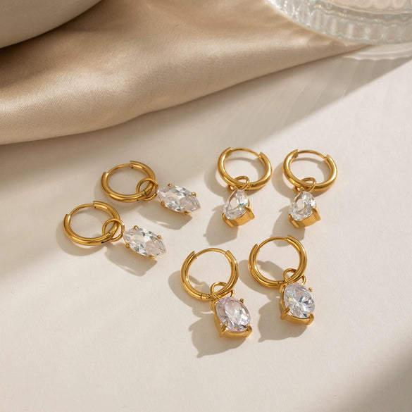 Wholesale Women's Minimalist Geometric Stainless Steel Earrings With Pvd Furnace Vacuum Real Gold Plating